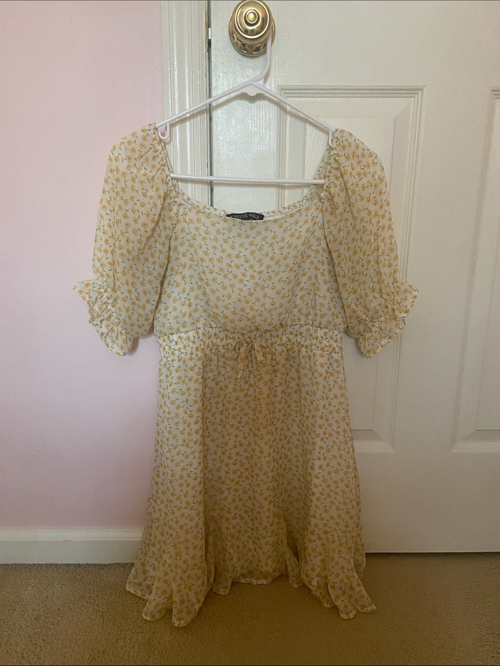 Trixxi Yellow Floral Off-Shoulder Dress